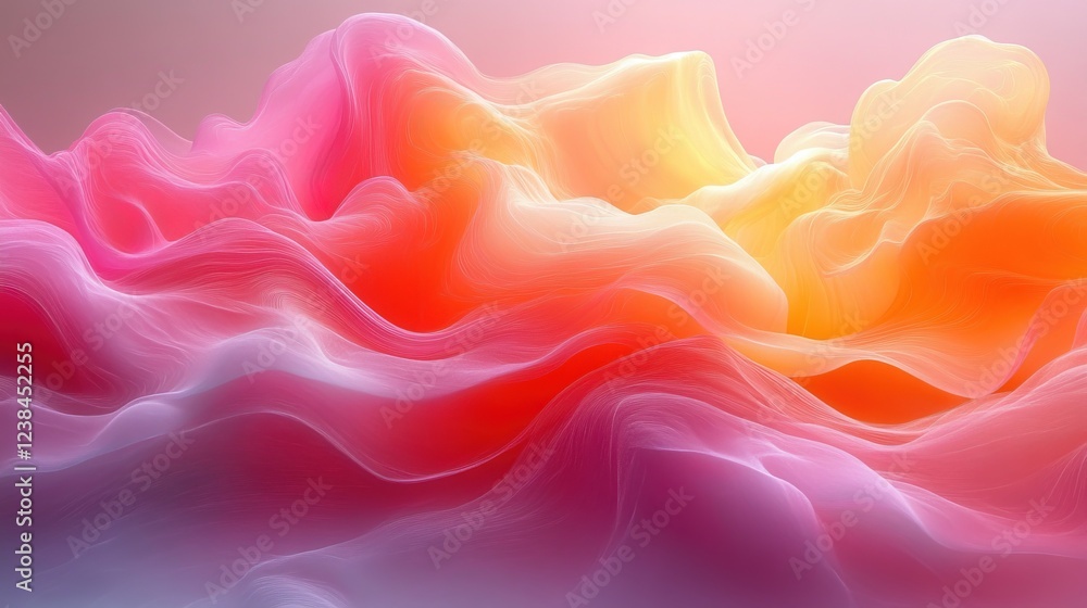 Poster abstract colored smoke design with flowing shapes and soft background for graphic use