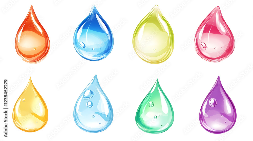 Leinwandbilder Vibrant Assortment of Transparent Water Droplets in Macro Photography Creating a Mesmerizing Abstract Background