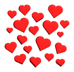 3D Red Hearts