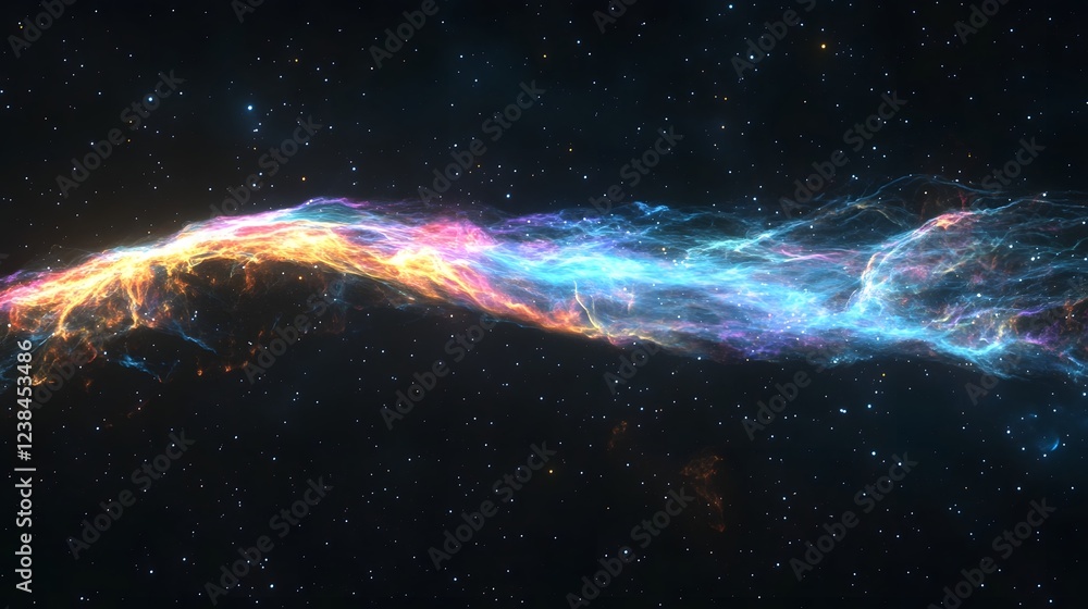Poster luminous cosmic explosion vibrant galactic nebula shines across the expansive universe showcasing th