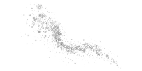 White sparks of dust and white stars shine with special light. Christmas light effect. White sparkling particles of magic dust. PNG.