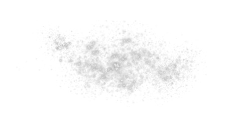 White sparks of dust and white stars shine with special light. Christmas light effect. White sparkling particles of magic dust. PNG.