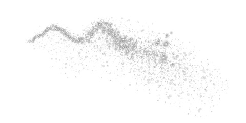 White sparks of dust and white stars shine with special light. Christmas light effect. White sparkling particles of magic dust. PNG.