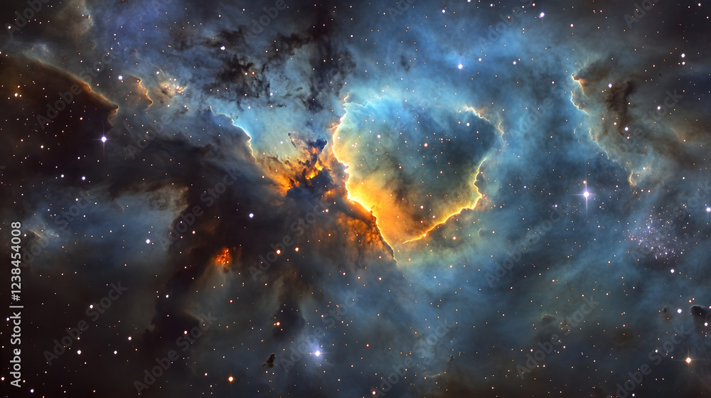 Poster mesmerizing cosmic cloud explosion captured in vibrant colors of a galactic nebula showcasing the dy