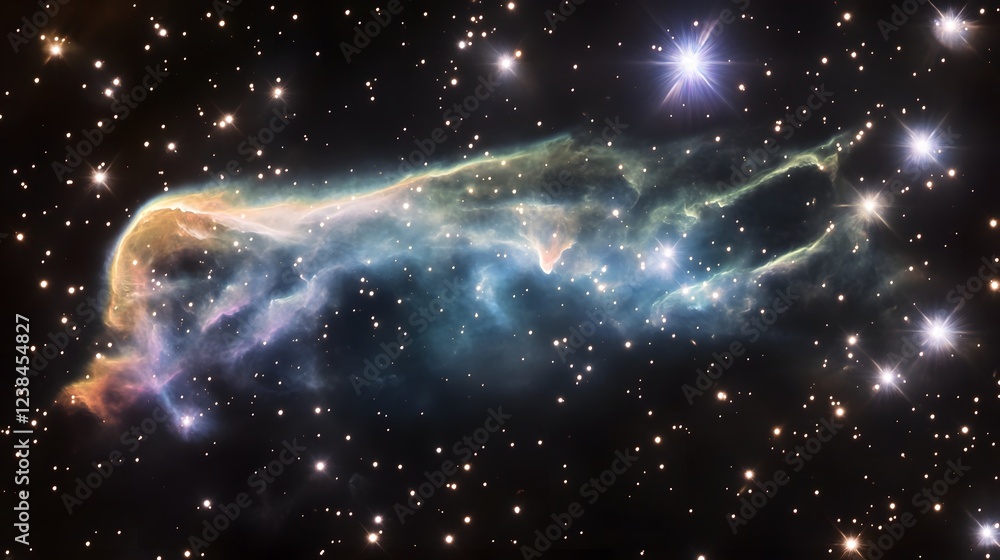 Aufkleber mesmerizing cosmic landscape showcasing the breathtaking beauty of a glowing luminescent nebula surr