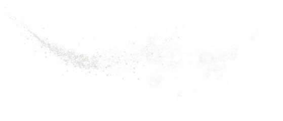 White sparks of dust and white stars shine with special light. Christmas light effect. White sparkling particles of magic dust. PNG.