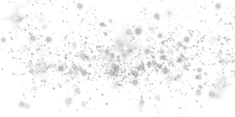 White sparks of dust and white stars shine with special light. Christmas light effect. White sparkling particles of magic dust. PNG.