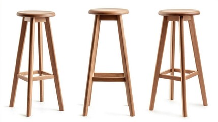 Elegant Wooden Bar Stool with Minimalist Design and Natural Finish