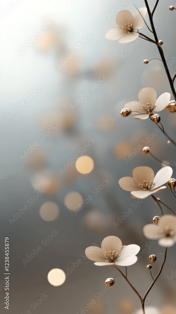 Poster elegant floral design with soft colors and shimmering bokeh effect creates a calming backdrop for cr