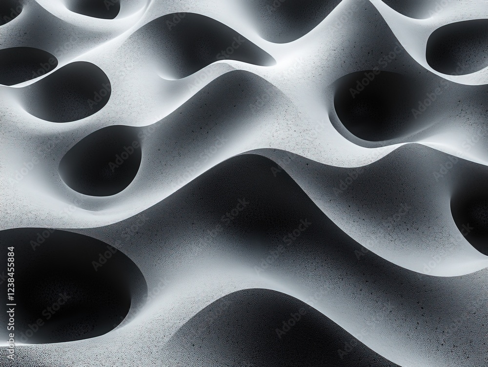 Poster abstract curved surface with holes, possible use background, or design element