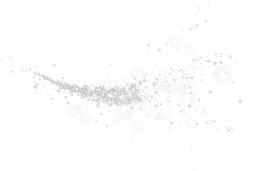 White sparks of dust and white stars shine with special light. Christmas light effect. White sparkling particles of magic dust. PNG.