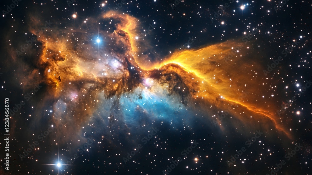 Poster Mesmerizing stellar explosion illuminates the cosmic landscape in a vibrant celestial display showcasing the dynamic and captivating nature of the universe