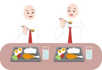 Fototapeta premium student eating lunch together