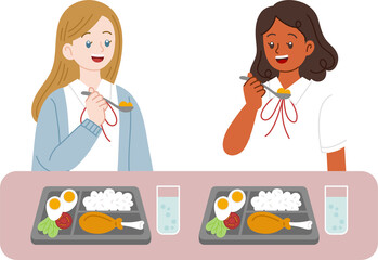 student eating lunch together