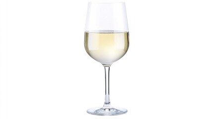Elegant White Wine Glass on White Background for Beverage Imagery