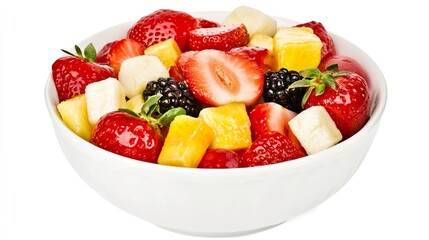 Fresh Colorful Fruit Salad with Strawberry, Banana, Pineapple, and Blackberry