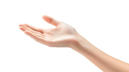 Close-up of a Outstretched Hand Against a Bright White Background