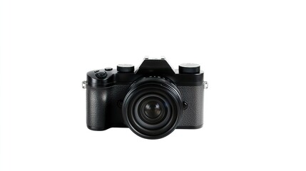 Fototapeta premium Professional Mirrorless Camera with Lens on White Background