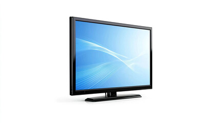 Fototapeta premium Modern Flat Screen Television Displaying Blue Abstract Background