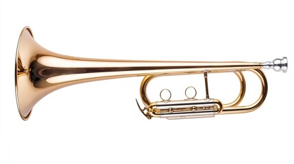 Obraz premium Elegant Brass Trumpet Isolated on White Background for Music Lovers