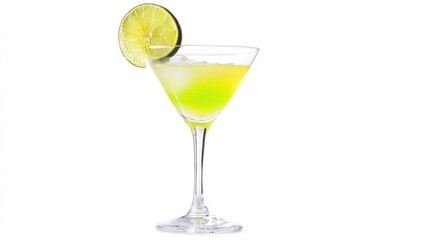 Fototapeta premium Refreshing Green Cocktail with Lime Slice in Elegant Glassware