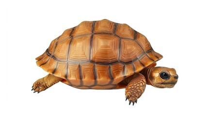 Detailed Close-Up of a Realistic Turtle on White Background
