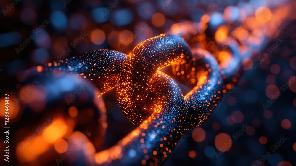 Aufkleber abstract close-up of a glowing chain link with vibrant colors and bokeh background effects