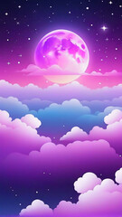 Obraz premium Mysterious sky turns light purple with clouds and stars, phone wallpaper hd, mobile screen images, 