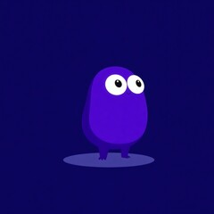 Obraz premium Cute purple animated character standing alone against a dark blue background during a playful moment