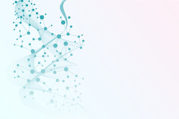 Structure molecule and communication. Dna, atom, neurons. Scientific concept for your design. Connected lines with dots. Medical, technology, chemistry, science background. Vector illustration