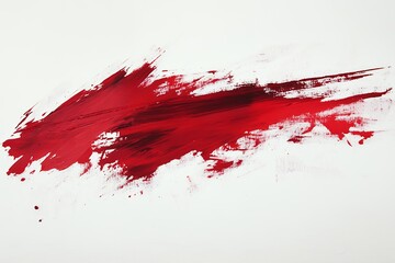 赤いペイントブラシストロークと力強いインクの飛沫が特徴の抽象アート | Abstract red paintbrush stroke with bold ink splatters