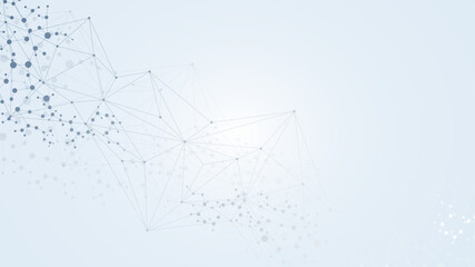 Fototapeta premium Structure molecule and communication. DNA, atom, neurons. Scientific concept for your design. Connected lines with dots. Medical, technology, chemistry, science background. Vector illustration