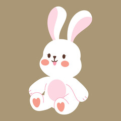 A cute rabbit is sitting and smiling.