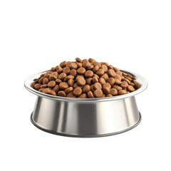 Pet Food Bowl Filled with Brown Dry Kibble for Cats and Dogs