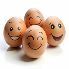 egg expressions on white background