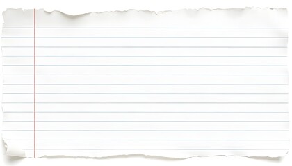 Torn vintage lined notebook paper with distressed edges, a textured surface, for use scrapbooking, designs, on white background