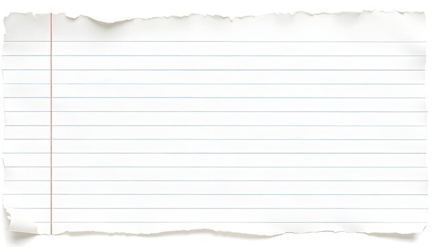 Torn vintage lined notebook paper with distressed edges, a textured surface, for use scrapbooking, designs, on white background