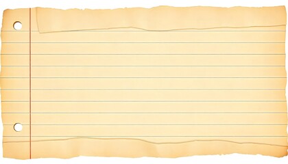 Obraz premium Torn vintage lined notebook paper with distressed edges, a textured surface, for use scrapbooking, designs, on white background