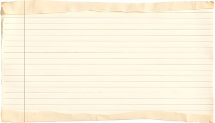 Fototapeta premium Torn vintage lined notebook paper with distressed edges, a textured surface, for use scrapbooking, designs, on white background