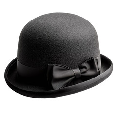 Elegant Black Bowler Hat with Satin Ribbon Classic Headwear Fashion Accessory