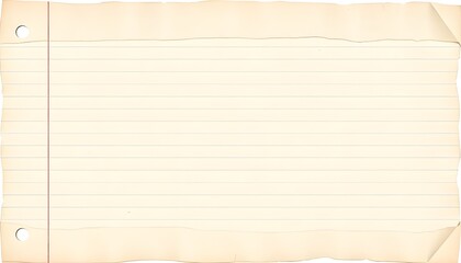 Naklejka premium Torn vintage lined notebook paper with distressed edges, a textured surface, for use scrapbooking, designs, on white background