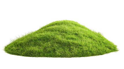 Lush green grass hill isolated on white background. (3)