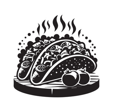 black and white tacos with tomatoes clip art preview