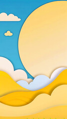 Sky clouds in paper cut illustration, phone wallpaper hd, mobile screen images