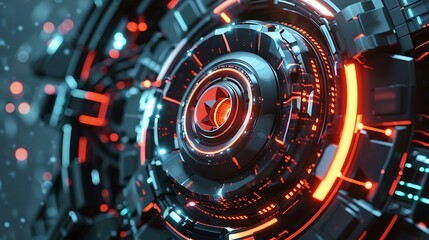 3D render of a futuristic machine.  Intricate details and vibrant colors create a stunning visual.