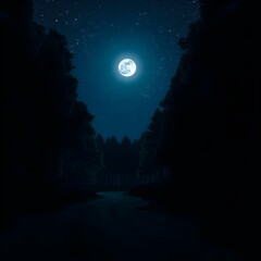 Fototapeta premium Full moon seen between two mountains