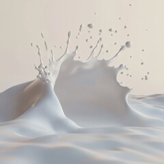 Fototapeta premium Milk splash captures the beauty of fluid motion on a light background in a serene setting