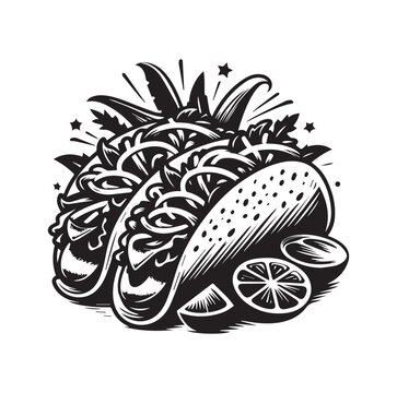 black and white tacos with lime clip art preview