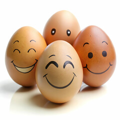 egg expressions on white background