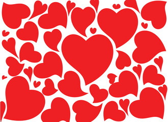 red hearts pattern vector background